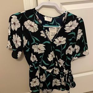 NWT floral Faux Wrap Top